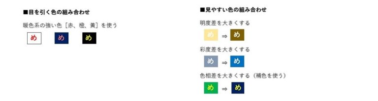 目を引く色の組み合わせ、見やすい色の組み合わせ